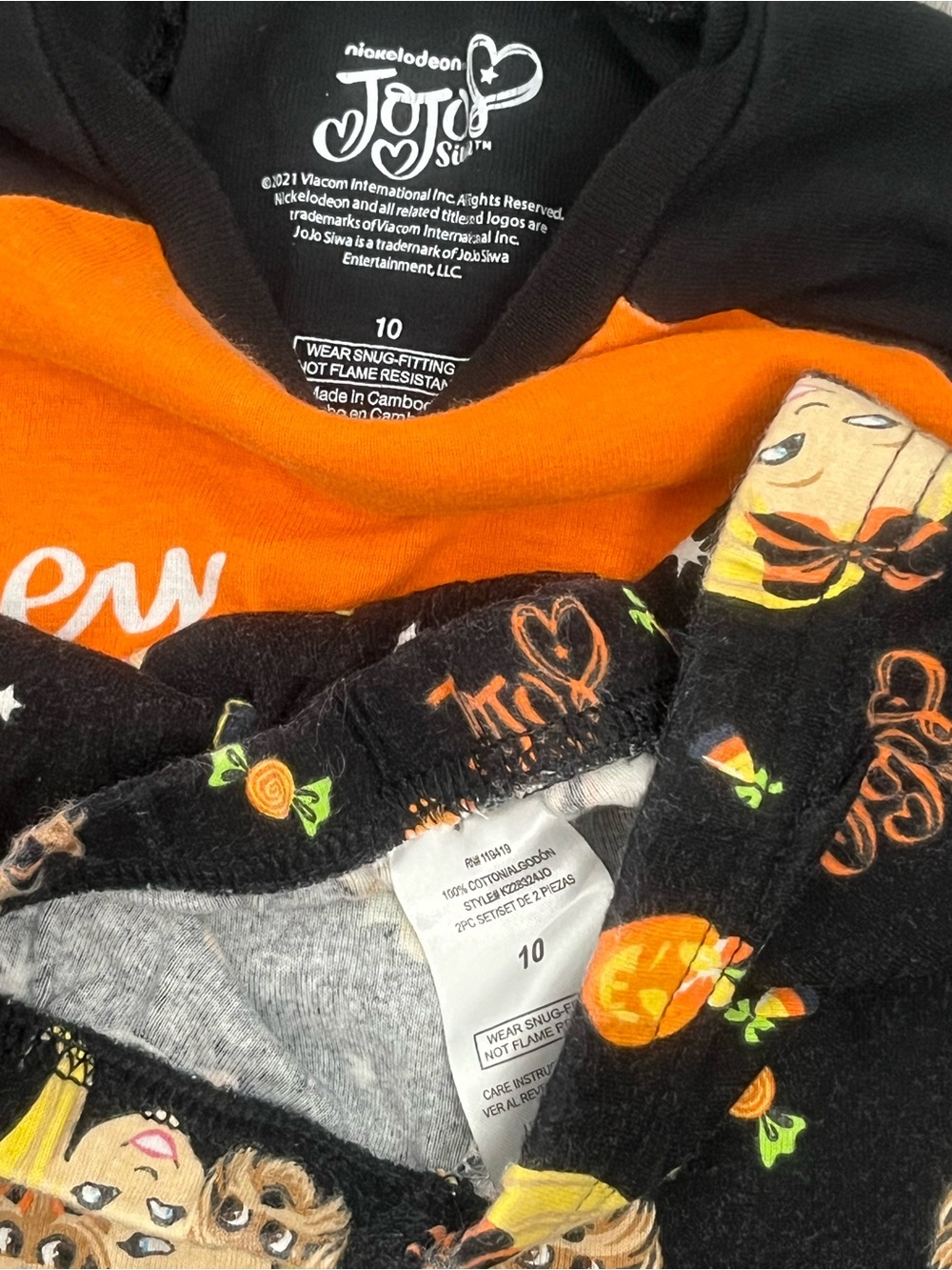 JoJo Siwa Halloween Pajama Set Girls Size 10 Orange Black 2 Piece Long Sleeve PJ - Picture 4 of 4